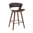 thumbnail image 1 of Benjara 27 Inches Saddle Seat Leatherette Counter Stool, Brown, 1 of 5
