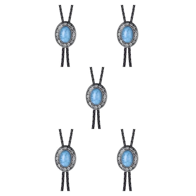 Qarigey Corbata de Bolo para hombre, corbatas de traje, collar con colgante de aleación, ropa, corbatas, decoraciones para el día de San Valentín, Azul tinta de mar 5piezas Qarigey CBP189574