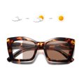 thumbnail image 4 of Women Thick Photochromic Brown Reading Glasses Men Oversized Square Presbyopia Glasses UV Tortoiseshell Readers Eyeglasses Freame, 4 of 7