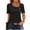 Black, variant on LWavelet Women's Puff Sleeve Blouse Short Sleeve Tops Asymmetrical Neck Button Decor Casual Basic Tee Blue S