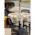 thumbnail image 5 of Outdoor Tablecloth with Umbrella Hole for Patio/Picnic/Party/Camping, Tropical Palm Trees Waterproof Table Cloth Square Cover Washable, Summer Coastal Beige Vintage (54"x 54"), 5 of 9