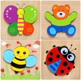 thumbnail image 1 of Rompecabezas de Madera, Juguetes Montessori para niños de 1 2 3 4 años, Rompecabezas entrelazados, Juego Educativo de Aprendizaje de Animales bebés para niños, Rompecabezas con Marco, 1 of 5
