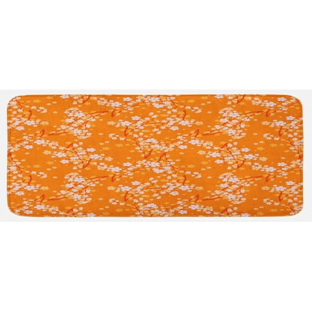 

Floral Kitchen Mat Vivid Blooming Tree Branches Spring Flower Petals Happy Essence Beauty Pattern Plush Decorative Kitchen Mat with Non Slip Backing 47 X 19 Orange Lilac by Ambesonne