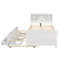 thumbnail image 7 of Twin Size Platform Bed with Twin Size Trundle,Platform Bed Frame with Storage Headboard,USB and 3 Drawers,White, 7 of 7
