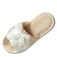 thumbnail image 2 of Taqqpue Memory Foam Open Toe Fuzzy Slippers for Women Slip On Cozy Indoor House Footwear for Her Versatile Indoor Slippers Bow Winter Trendy Fashionable Warm Flat Cotton Slippers, 2 of 6