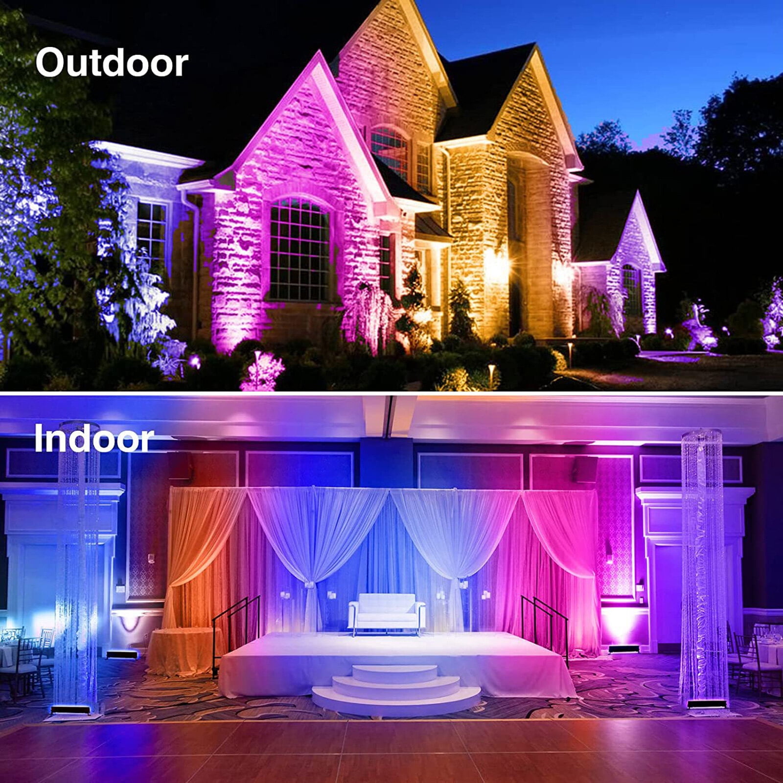 Leyfeng Dimmable RGBCW Wash Light Floodlight Outdoor Waterproof Wall Washer Light Stage Light Bar with Remote Control Smart APP Control for Villa Roadside Wedding Birthday Party Stage Lighting