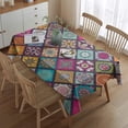 thumbnail image 2 of Multicolor Ethnic Geometric Patchwork Pattern Rectangle Tablecloth 60"x84",Waterproof Polyester Rectangle Table Cloth, Wipeable Spillproof Polyester Tablecloth for Dining, Camping, Indoor and Outdoor, 2 of 5