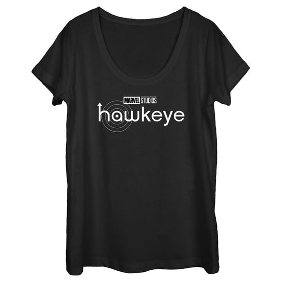 Women's Marvel Hawkeye Black Logo  Scoop Neck Black 2X Large