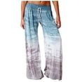 thumbnail image 5 of Sakmal Flowy Womens Pants Palazzo Wide Leg Boho Drawstring Blue Full Length Gradient Low Rise Pants with Pockets, 5 of 5
