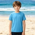 thumbnail image 2 of Kids Short Sleeve Swim Shirt,UPF Sun Protection Rash Guard Boys Girls Summer Beach Top,Blue, 2 of 4