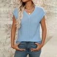 thumbnail image 2 of Lenpel Women's Cap Short Sleeve Sweaters Casual V Neck Lightweight Pullover Soft Cotton Knit Tops Trendy Summer Clothes, 2 of 7