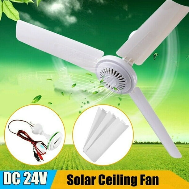 20'' Solar Ceiling Fan 3 Blade 6W Portable Fan with DC 12V 330 RPM Hanging Fan for Outdoor