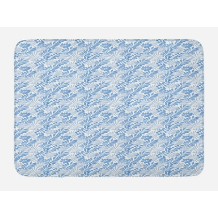 Blue And White Bath Mat Tender Tropical Design In Shades Blue And White Bath Mat Tender Tropical Design In Shades Exotic Hawaiian Summer Leaves