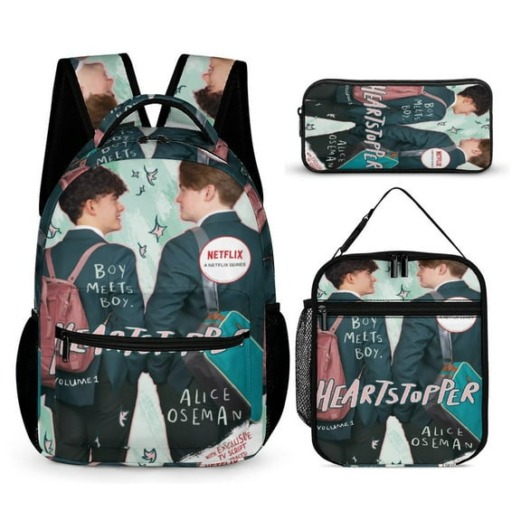 Heartstopper Season 1 Poster 3 PC Backpack Set Casual School Bag Daypack with Lunch Bag Outdoor Travel Large Capacity BagsOne Size