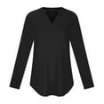 thumbnail image 5 of KIHOUT Women Loose Casual Sleeve V-Neck Solid Casual Blouse T-shirt Tunic Tops, 5 of 9