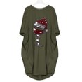 thumbnail image 2 of Wine Glass Dress for Women Long Sleeve Crew Neck Dress Christmas Print Dress Plus Size Casual Loose T-shirt Dress, 2 of 3