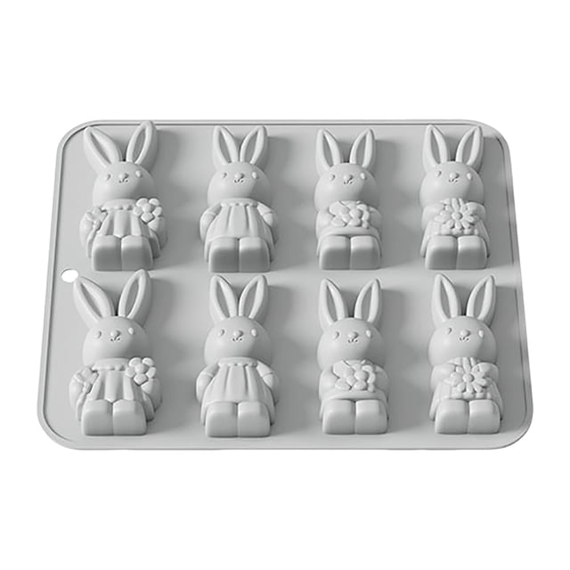 Easter Silicone 3D Rabbit Silicone 8 Cavities Easter Rabbit Soap Candle Cookie Chocolate