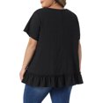 thumbnail image 3 of Agnes Orinda Women's Plus Size Tops Layered Hem Crew Neck Short Sleeve Shirts Flowy Summer Casual Blouse 3X Black, 3 of 6