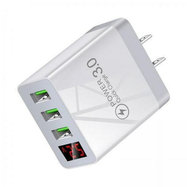 Carga rápida,Cargador rápido 3USB Pantalla digital Carga rápida,Estación de carga de 3 puertos Bloque de carga rápida,Estación de carga rápida multipuerto Cabezal de carga,Cargador