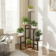 thumbnail image 2 of Corner Plant Stand Indoor, 6 Tiered Corner Plant Shelf Flower Stand for Multiple Plants, Plant Shelves Organizer Rack for Living Room, Balcony, Patio, Garden, Square Rustic Brown, 2 of 10