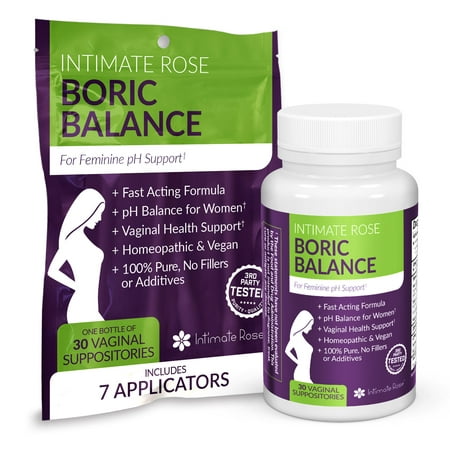 Intimate Rose Boric Acid Suppositories - pH Balance for Women - Boric Acid Vaginal Suppositories for Yeast Infection, Vaginitis, Bacterial Vaginosis, BV