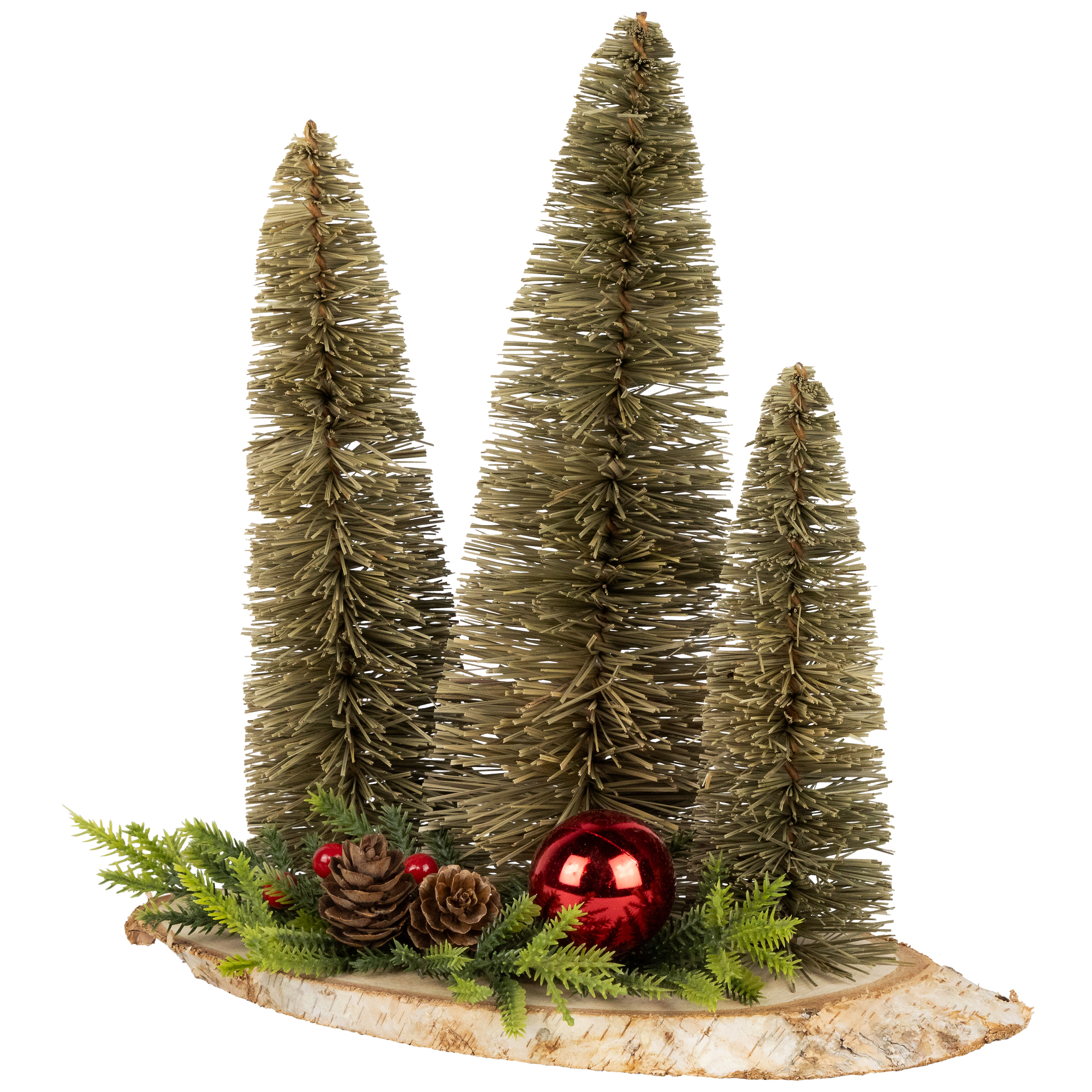 Northlight Trio of Bottle Brush Trees Christmas Decoration - 10.25"