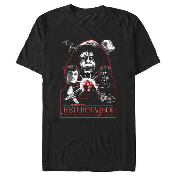 Men's Star Wars: Return of the Jedi Return of the Jedi Emperor Palpatine Black and Red Poster  Graphic Tee Black Small