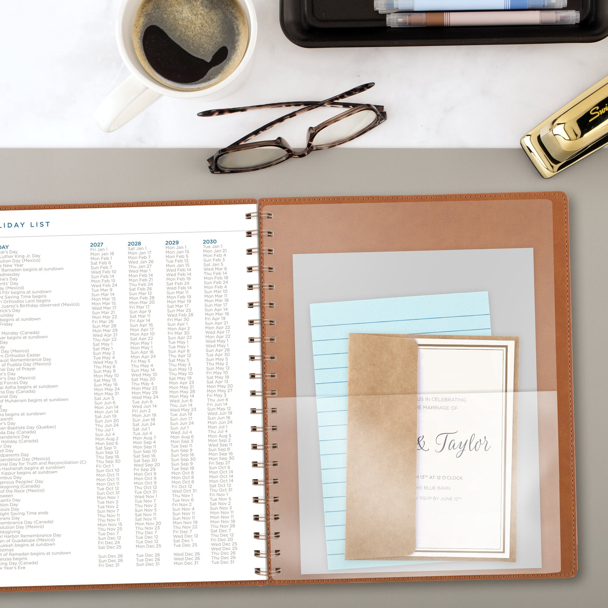 AT-A-GLANCE Signature Collection 2027 Weekly Monthly Planner Brown Large 8 12 x