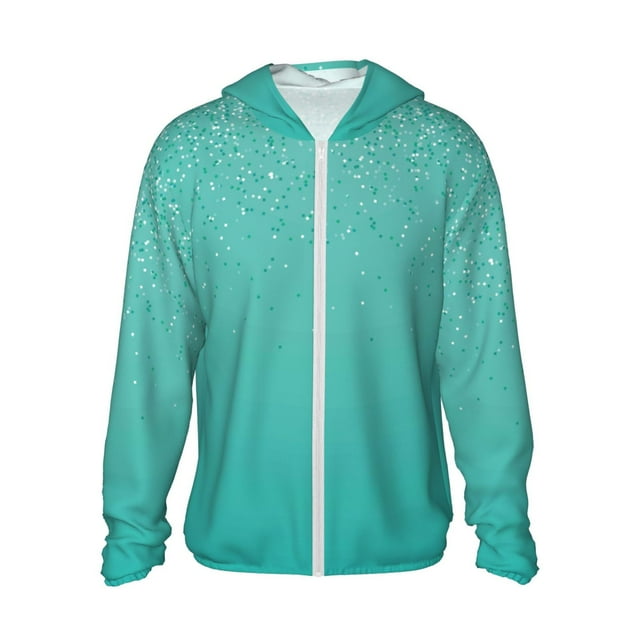 Vsdgher Sweat à Capuche Adulte Imprimé Pailleté Turquoise pour Hommes Femmes, Manches Longues Protection Solaire Pêche pour Course Natation-TTG