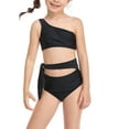 thumbnail image 2 of Faithtur Mother and Daughter Swimsuit Family Matching Summer One-shoulder Waist Lacing Bikini Set, 2 of 9