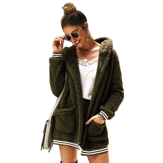 Veste en Molleton Surdimensionnée pour Femmes Cardigan à Manches Longues Veste Teddy