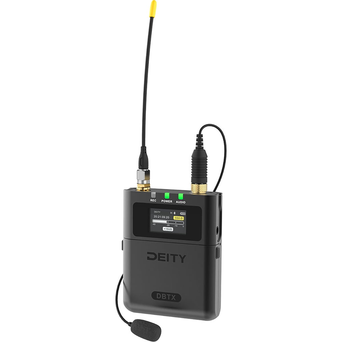 Deity Microphones Theos DBTX Digital Wireless Bodypack Transmitter with Omnidirectional Lavalier Microphone, 550-663MHz