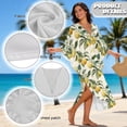 thumbnail image 6 of SEANATIVE Kaftan Dresses for Women V Neck Long Coverups Women Summer Caftan Coverups Dress Kimono Beach Vacation Wear Hawaiian Dresses for Holiday Trip Vacation, Lemon Flower Beige, 6 of 7