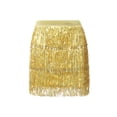 thumbnail image 1 of Seyurigaoka Women Sequined Fringe Skirt Glitters Elastic Waist Miniskirt, 1 of 8
