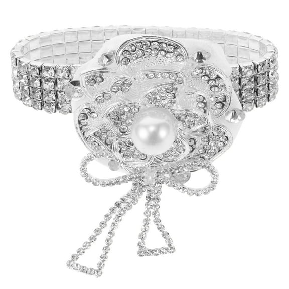 CTIRCHIU Rhinestone Wedding Wrist Corsage, Elegant Bridal Flower Bracelet, 1 Pack, 3.1 x 2.0 x 1.4 Inches