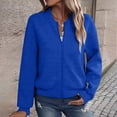 thumbnail image 4 of Yindaity Women’s Casual Bomber Jacket Lightweight Long Sleeve Stand Collar Zip Up Jackets Coats (Blue,M), 4 of 6