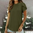 thumbnail image 2 of Uaswgudfs Women's Lace-Neck Blouse Top with Ruffled Collar and Short Sleeves - Lightweight Drapey Summer Going Out Tops, 2 of 7
