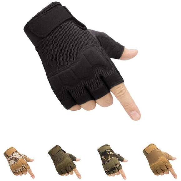 LAICAIW Fingerless Tactical Gloves, Knuckle Protective Breathable Lightweight Outdoor Military Gloves for Shooting, Hunting, Motorcycling, Climbing