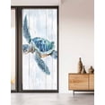 thumbnail image 2 of Window Privacy Film Blue Coastal Turtle Stained Glass Window Film Decorative Sun Block Window Cover Sea Nautical Beach Ocean Vintage Window Clings Static Adhesive Sticker for Bathroom 35.4"x78.7", 2 of 7