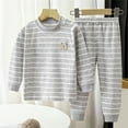 thumbnail image 2 of Lovzfmll Striped Bear Print Jogger Set, Long Sleeve Round Neck Top & Jogger Pants for Boys & Girls, Casual Outfits for Toddler 2-3 Years, 2 of 7
