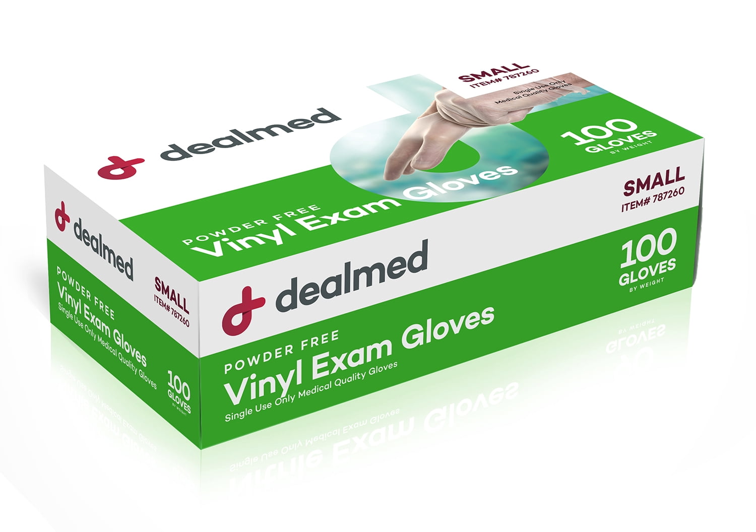 Dealmed Vinyl Medical Exam Gloves, Disposable, Non-Irritating, Latex-Free for First Aid and Medical Facilities, Clear (Small, Case of 1000)
