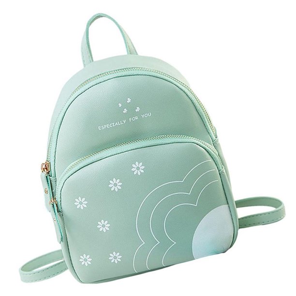 Jumpingount Mini para mujer, moda informal con estampado de flores, paquete de cuero PU, bolsa de teléfono de Color sólido para acampar al aire Mochilas Verde claro Jumpingount AP006181-05