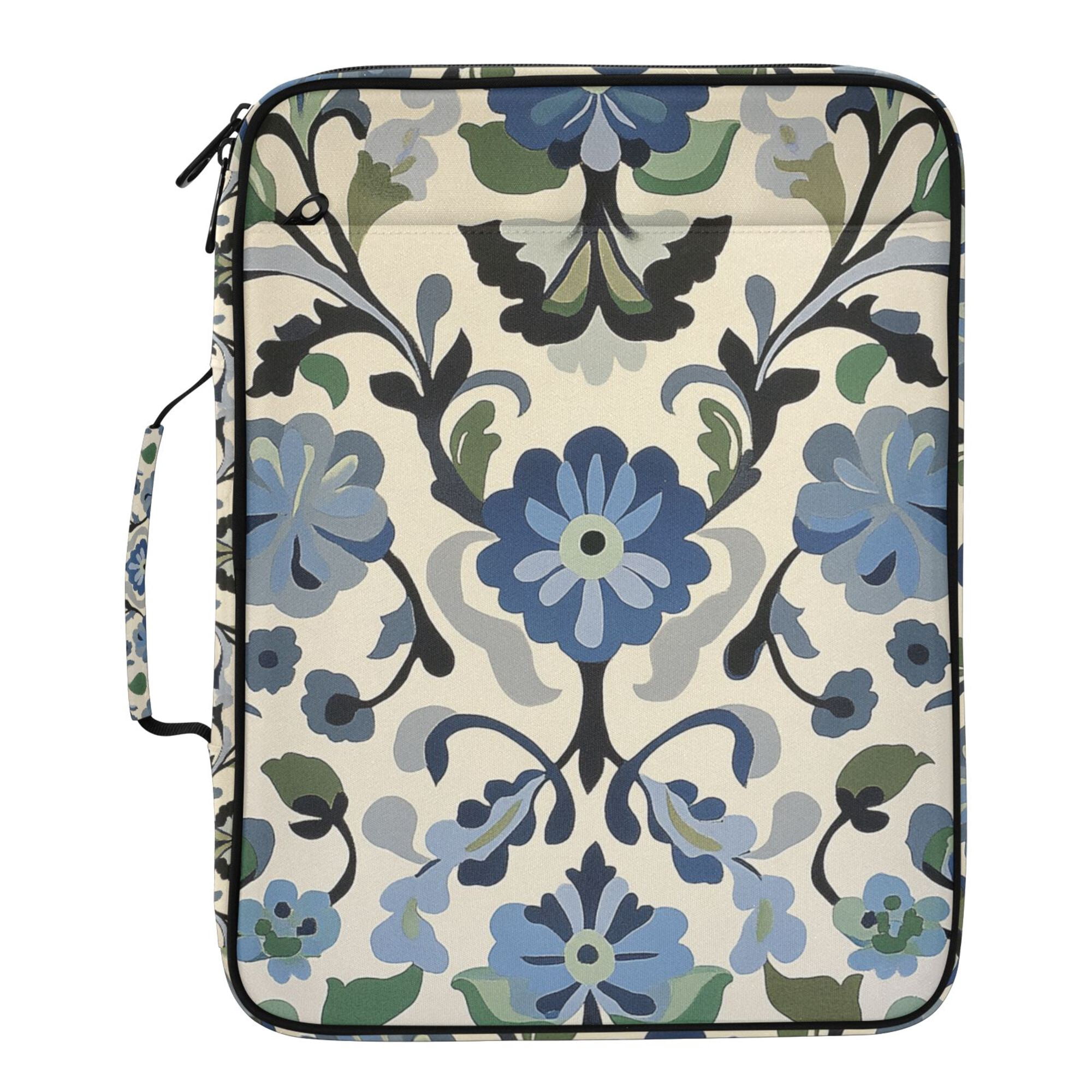 FORMRS Accordion File Folder A4 Size 7-Pocket Expanding Document Organizer Bag with 3 Ring Binder, Blue Floral