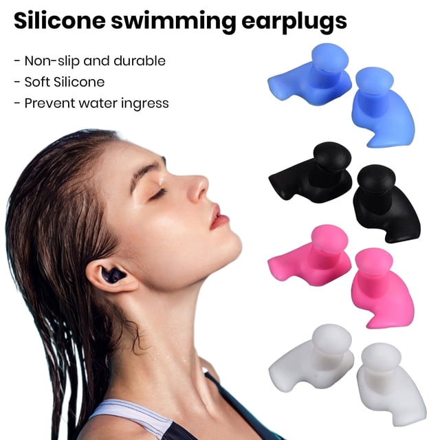 Sunsanly 1 Pair Swimming Earplugs Silicone Waterproof Non-Slip Ear Plugs Friendly to Skin Noise Reduction Ear Plugs Swim Training Equipment,Black