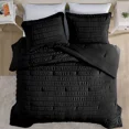 thumbnail image 3 of Walensee King Seersucker Comforter Set, 3 Pieces Bed Comforters, 104"x90", Black, 3 of 6