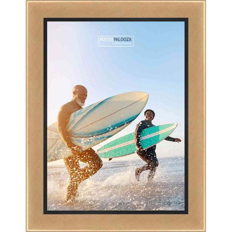 9x11 Simple Gold Picture Frame - UV Acrylic, Foam Board Backing