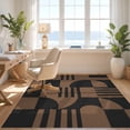 thumbnail image 3 of Design&I 4'x6' Ultra Soft Area Rug, Black Brown Geometric Design Elegant Interlocking Shapes with Modern Aesthetic Fluffy Washable Non Shedding for Bedroom Living Room Home Office, 3 of 3