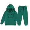 thumbnail image 3 of shqvo Girls' Activewear Hooded Sets Size 2-13 Catrtoon Cat Print Hooded Hoodie and Sweatpant 2 Piece Sweat Suits Long Sleeve Solid Color Kids Sweat Set Fall Outfits Fall Clothes for Toddler Girls, 3 of 7