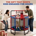 thumbnail image 5 of 55” Kids Trampoline with Enclosure, SEGMART Indoor Trampoline, Small Trampolines for Kids, Mini Trampoline with Sandbag, Rings, Ocean Balls, Birthday Gifts for Boys, Girls, 5 of 11