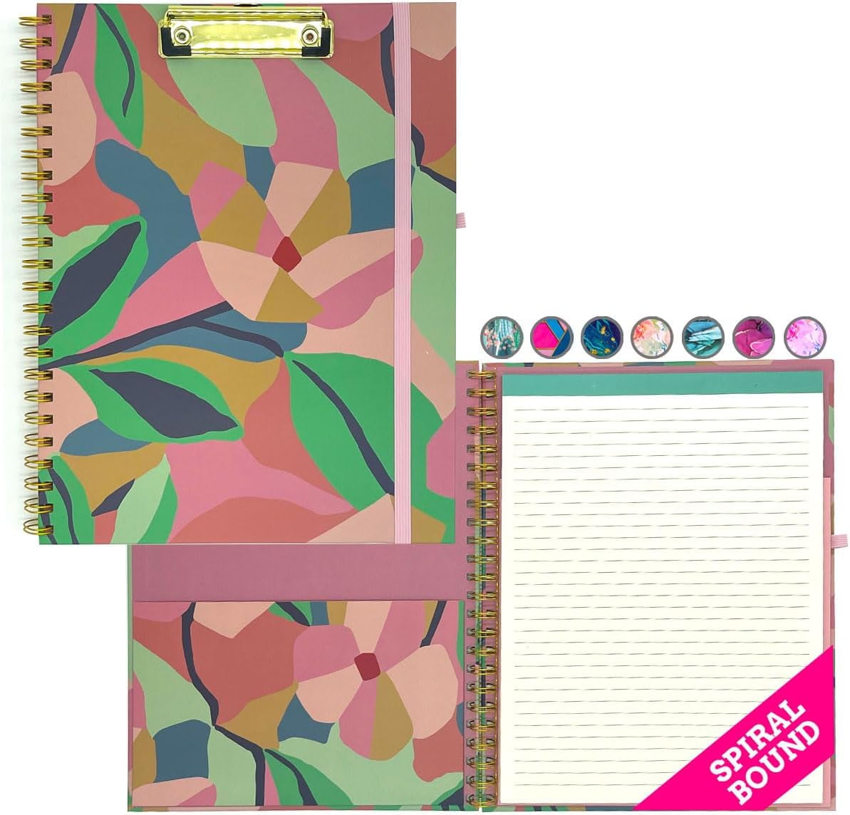 French KOKO Hardcover Spiral Clipboard with Notepad Clipfolio Notebook Cute Foldable Clipboards